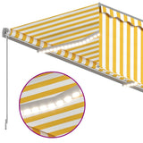 Tenda da Sole Retrattile Parasole LED 3,5x2,5m Gialla e Bianca