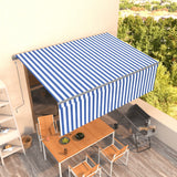 Tenda Sole Retrattile Automatica con Parasole 4x3m Blu Bianco