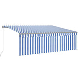 Tenda Sole Retrattile Manuale con Parasole 4,5x3m Blu e Bianco