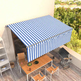 Tenda Sole Retrattile Manuale con Parasole 4,5x3m Blu e Bianco