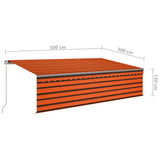 Tenda da Sole Retrattile Manuale Parasole 5x3m Arancio Marrone