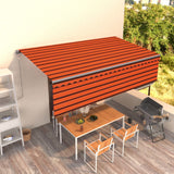 Tenda da Sole Retrattile Manuale Parasole 5x3m Arancio Marrone