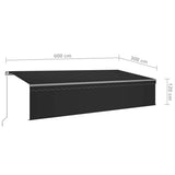 Tenda da Sole Retrattile Manuale con Parasole 6x3 m Antracite