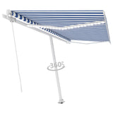 Tenda da Sole Retrattile Manuale con LED 400x300cm Blu e Bianca