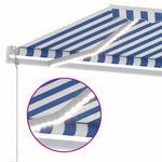 Tenda Automatica con Sensore Vento e LED 500x300 cm Blu Bianca