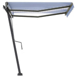 Tenda da Sole Retrattile Manuale con LED 300x250cm Blu e Bianco