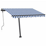 Tenda da Sole Retrattile Manuale con LED 300x250cm Blu e Bianco