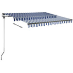 Tenda da Sole Retrattile Manuale con LED 300x250cm Blu e Bianco