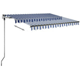 Tenda da Sole Retrattile Manuale con LED 300x250cm Blu e Bianco