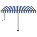 Tenda da Sole Retrattile Manuale con LED 300x250cm Blu e Bianco