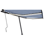 Tenda da Sole Retrattile Manuale con LED 400x350 cm Blu Bianco