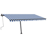 Tenda da Sole Retrattile Manuale con LED 400x350 cm Blu Bianco