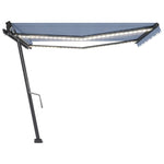 Tenda da Sole Retrattile Manuale con LED 400x350 cm Blu Bianco