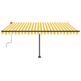 Tenda da Sole Retrattile Manuale LED 400x350 cm Giallo Bianco