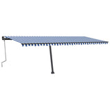 Tenda da Sole Retrattile Manuale con LED 600x350 cm Blu Bianco