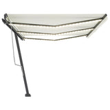 Tenda da Sole Retrattile Manuale con LED 600x350 cm Crema