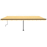 Tenda da Sole Retrattile Manuale LED 600x350 cm Giallo Bianco