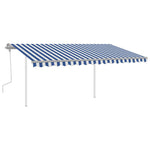 Tenda da Sole Retrattile Manuale con LED 4x3 m Blu e Bianca