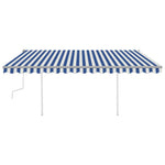 Tenda da Sole Retrattile Manuale con LED 4x3 m Blu e Bianca