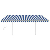 Tenda da Sole Retrattile Manuale con LED 4x3 m Blu e Bianca