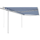 Tenda da Sole Retrattile Automatica con Pali 4x3 m Blu e Bianca