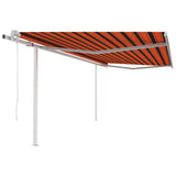 Tenda Retrattile Automatica con Pali 4x3 m Arancio e Marrone