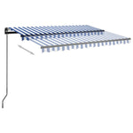 Tenda da Sole Retrattile Manuale con LED 3x2,5 m Blu e Bianco