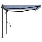 Tenda da Sole Retrattile Manuale con Pali 4x3 m Blu e Bianca