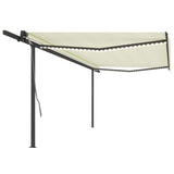 Tenda da Sole Retrattile Manuale con LED 5x3 m Crema