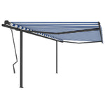 Tenda da Sole Retrattile Manuale con Pali 4x3,5 m Gialla Bianca