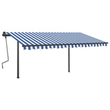 Tenda da Sole Retrattile Manuale con Pali 4x3,5 m Gialla Bianca