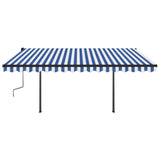 Tenda da Sole Retrattile Manuale con Pali 4x3,5 m Gialla Bianca