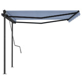 Tenda da Sole Retrattile Manuale con Pali 4x3,5 m Gialla Bianca