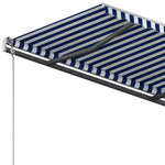 Tenda da Sole Retrattile Manuale con Pali 4x3,5 m Gialla Bianca