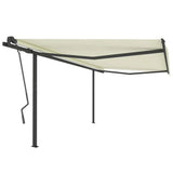 Tenda da Sole Retrattile Manuale con Pali 4x3,5 m Crema