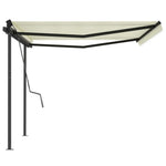 Tenda da Sole Retrattile Manuale con Pali 4x3,5 m Crema