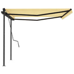 Tenda da Sole Retrattile Manuale con Pali 4x3,5 m Gialla Bianca