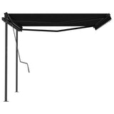 Tenda da Sole Retrattile Manuale con Pali 4x3,5 m Antracite