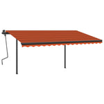 Tenda da Sole Manuale con LED 4x3,5 m Arancione e Marrone