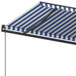 Tenda da Sole Retrattile Manuale con Pali 5x3,5m Blu e Bianca