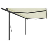 Tenda da Sole Retrattile Manuale con Pali 5x3,5 m Crema