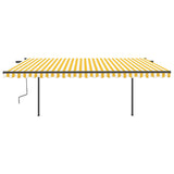 Tenda da Sole Retrattile Manuale con Pali 5x3,5 m Gialla Bianca