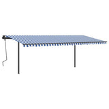 Tenda da Sole Retrattile Manuale con LED 6x3,5 m Blu e Bianca