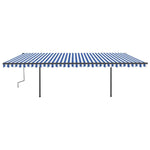 Tenda da Sole Retrattile Manuale con LED 6x3,5 m Blu e Bianca