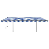 Tenda da Sole Retrattile Manuale con LED 6x3,5 m Blu e Bianca