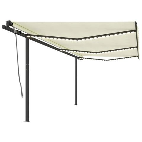 Tenda da Sole Retrattile Manuale con LED 6x3,5 m Crema