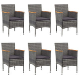 Set Mobili da Pranzo per Giardino 7 pz in Polyrattan Grigio