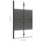 Pannello Doccia Pieghevole in ESG 80x140 cm Nero