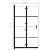 Pannello Doccia Pieghevole in ESG 80x140 cm Nero