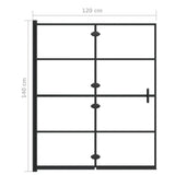 Pannello Doccia Pieghevole in ESG 120x140 cm Nero